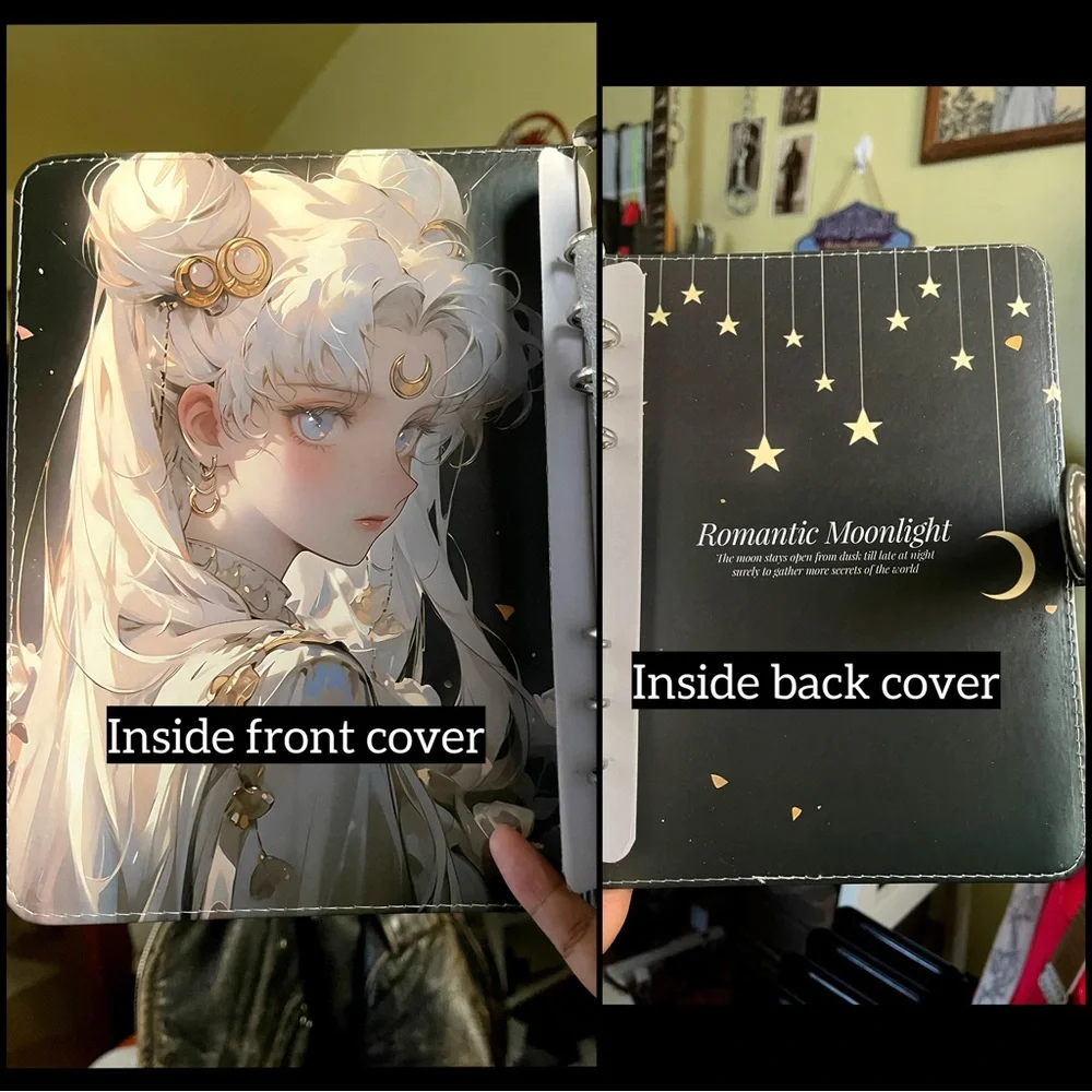 NEW Goth Anime PU Leather Binder Waifu Sailor Moon Goth Punk A5 Journal Notebook